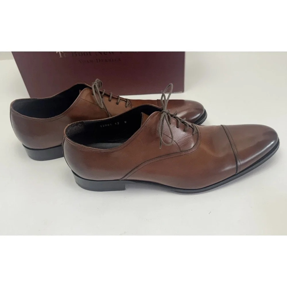 To Boot New York BRANDON Cognac Cap Toe Oxford Lace Up Shoes‎ 13 W Wide W/Box
